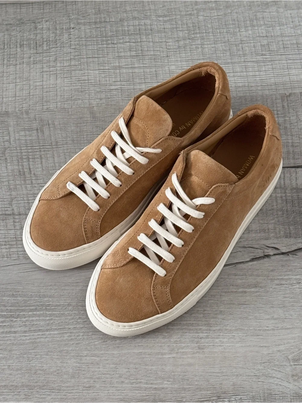 Woman by Common Projects Original Achilles Low Suede tan Sneakers shoes size 38